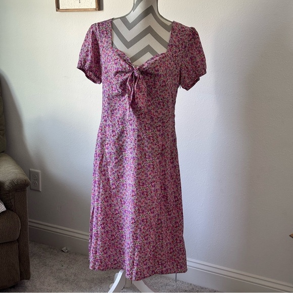 Cupshe Pink and White Puff Sleeve Sundress - Picture 1 of 7